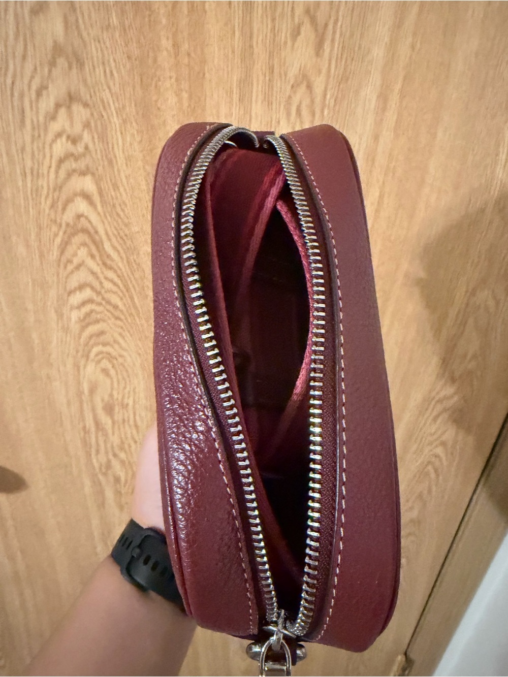 COACH Pebbled Leather Toiletry Bag - Wine
